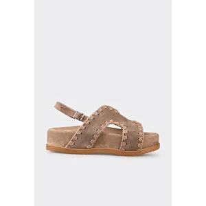 Vizon Deri Kadın Dolgu Topuk Sandalet