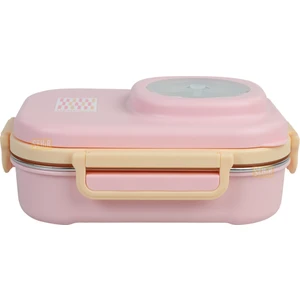 Bento 1100ML Lunchbox Yeni Koleksiyon Tek Katlı 3 Bölmeli Kaseli Çelik Sefer Tası Yemek Kutusu