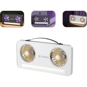 F-23 Beyaz LED Işıklı Çift Fanlı Mini Masaüstü Vantilatör | 1200MAH Şarjlı, Type-C Girişli, Taşınabilir Fan