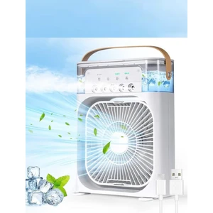 Blic BWFN10 Beyaz Buzlu Vantilatör Mini Fan 5 Spreyli Su Püskürtmeli 600 ml Buhar Makinesi Nemlendirici Mini Klima