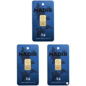 Nadir Gold 3 Adet 1 gr 24 Ayar Nadirgold Gram Altın (Dikdörtgen)