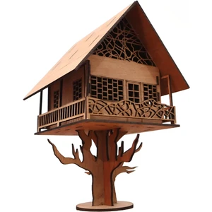 Ahşap 3D Orman Evi Maketi - 15 Parça Mdf 3D Puzzle - 3D Puzzle Ahşap Hobi Seti