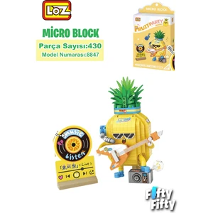 Loz Micro Block Serisi Gitarist Ananas Figürü 430 Parça Oyuncak Yapım Seti FFLZ-8847