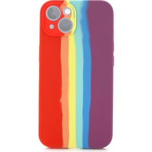 iphone 13 Uyumlu Kılıf Gökkuşağı Rainbow Lansman Silikon-Leke Tutmayan Yüzey-Tam Koruma