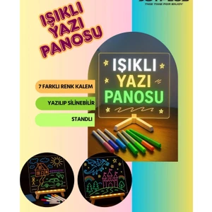 Neon Işıklı 7 Renk Işık Boyama Kalemli LED Resim Panosu Boyama Tahtası Kalemleri 20 x 20