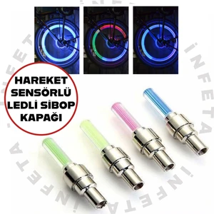 Bisiklet Motorsiklet Araba Hareket Sensörlü Işıklı Sibop Kapağı- 2 Adet Tekerlek Işığı LED Lamba