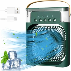 Blic BWFN10 Yeşil Buzlu Vantilatör Mini Fan 5 Spreyli Su Püskürtmeli 600 ml Buhar Makinesi Nemlendirici Mini Klima