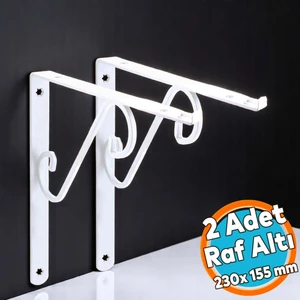 Raf Altı Ayak Ferforje Beyaz Ayarlanabilir Aparatlı Raf Tutucu 230 x 155 mm 2 Adet