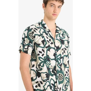 Regular Fit Apaş Yaka Desenli Kısa Kollu Gömlek E1271AX25SM