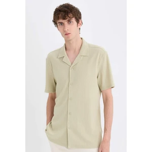 Modern Fit Polo Yaka Dokulu Penye Kısa Kollu Gömlek C4125AX25SM