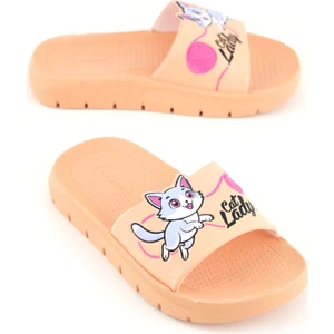 Kız Çocuk Yazlık Cat Lady Pu Rahat Taban Ev Banyo Havuz Plaj Terlik