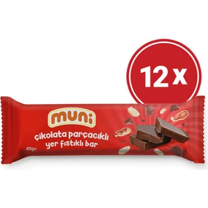 Çikolata Parçacıklı Yer Fıstığı Barı, 40 gr x 12 Adet