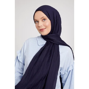 Five Scarf Lacivert Pliseli Pamuklu Şal