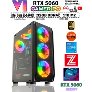 Zeiron GTA-VI X4 ✔ Intel Core I5-14400F 32GB Ram 1TB M.2 Nvme SSD 8GB GDDR7 RTX5060 Ekran Kartı Premium Oyuncu Bilgisayarı