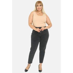 Mom Fit Jean Büyük Beden Yüksek Bel Carrot Kesim Dar Paça Pileli Esnek Kot Pantolon C600