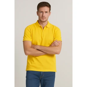 Erkek Kısakol Polo Yaka Fermuarlı Tshirt Sarı