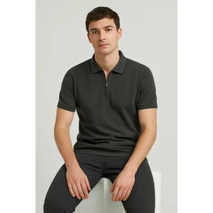 Erkek Kısakol Polo Yaka Fermuarlı Tshirt Antrasit