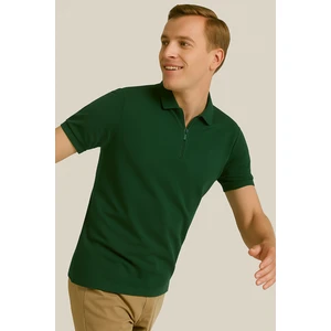Erkek Kısakol Polo Yaka Fermuarlı Tshirt Yeşil