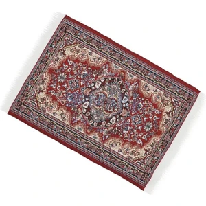 Minyatür Dokuma Halı Bebek Oyun Evleri Için 1/12 Ölçekli Bordo Renk