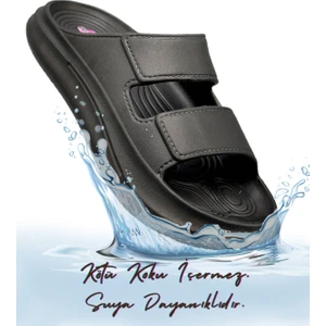 Çift Bant Hafif Eva Yazlık Plaj Terliği Havuz Terliği Lavabo Terliği 2001 Siyah