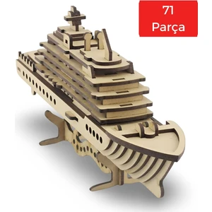 Ahşap Yolcu Gemisi Maketi - 71 Parça 3D Puzzle - Dekoratif Ahşap Gemi Maketi