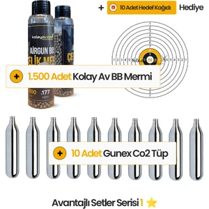 10 Co2 Tüp, 1500 4.5mm Bbs Mermi Set Hediyeli