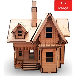 Ahşap Çiftlik Evi Maketi - 115 Parça 3D Puzzle - 3D Puzzle Oyuncak ve Dekor