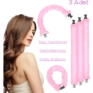 Deko Dekor Pudra Pembe Saten Saç Şekillendirici Saten Saç Sosisi Saten Saç Bigudi Isısız Saç Bandı
