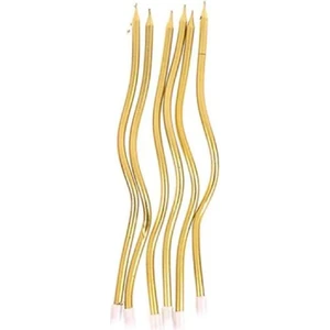 Spiral Kıvrık Gold Parlak Altın Mumlar Pasta Mumu 6lı