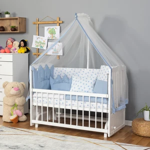 Ahşap Nakışlı Anne Yanı Cibinlikli Ayarlanabilir Sallanabilir Bebek Beşiği + Tekerlek