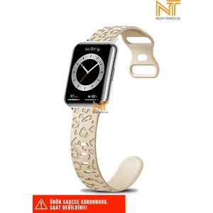 Huawei Watch Fit 2 Uyumlu Leopar Desenli Silikon Kordon