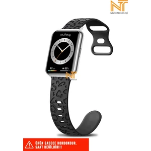 Huawei Watch Fit 2 Uyumlu Leopar Desenli Silikon Kordon