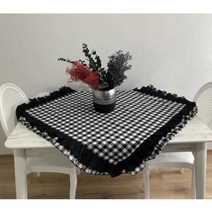 Çift Fırfırlı Pötikare Desenli Masa Örtüsü