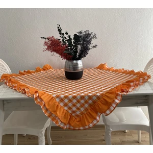 Çift Fırfırlı Pötikare Desenli Masa Örtüsü