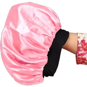 Kıvırcık Saçlılar Için Siyah Saten Bone Saten Uyku Bonesi