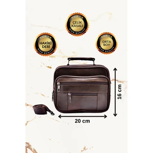 Boss Çelik Kasalı Orta Boy Kahverengi Yatay Erkek El ve Omuz Çantası (Hakiki Deri)