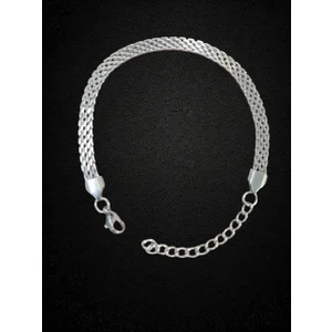 Çelik Bileklik Sık Örme Lüks Model 5 mm Genişlik 19 cm Uzunluk 5 cm Ek Gümüş Silver