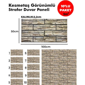 Kesmetaş Görünümlü  Strafor Duvar Paneli (10'lu Paket)
