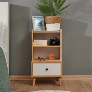 Just Home Melek Tek Çekmeceli Komodin - Safir Meşe / Beyaz