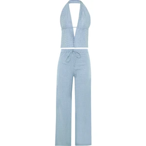 Dokulu Bebe Mavi Büstiyer Pantolon Takım