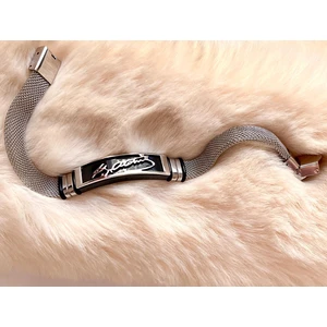 Kemal Atatürk Imzalı  Silver Hasır Hafif Kordonlu 1. Sınıf Çelik Bileklik 22 cm