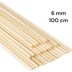 Değerli Hobi 100 cm Uzunluğunda 6 mm Kalınlığında 6 Adet Bambu Çubuklar Doğal Ahşap