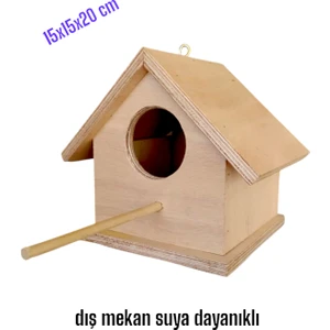 Değerli Hobi Ahşap Kayın Kuş Yuvası Kuş Evi Dış Mekan Suya Dayanıklı 15 x 15 x 21 cm