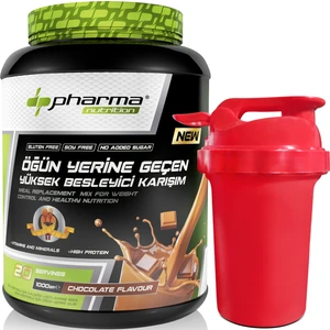 Pharma Nutrition Çikolata Aromalı Yüksek Proteinli Öğün Tozu Öğün Yerine Geçen Besleyici Shake 20 Servis 1000  gr Shaker Hediyeli