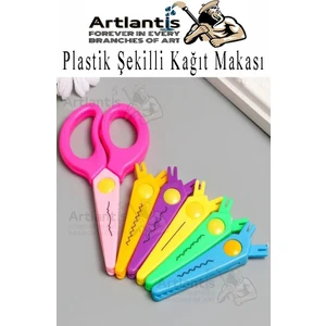 Şekilli Makas Plastik 6 Lı 1 Paket Değişebilen Desenli Tırtıklı Makas Güvenli Plastik Çocuk Şekil Makas Okul Öncesi