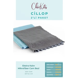 Cillop - Ekstra Kalın Mikrofiber Cam Bezi, Oto Bezi, Parlak Yüzeyler 30 x 40 cm