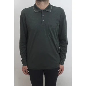 Fistan Store Erkek Düz Klasik Kesim Rahat Kalıp Tek Cepli Polo Yaka Uzun Kollu Tişört
