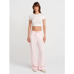 72002 Arka Bölümü Lastikli Rahat Denim Pantolon-Pembe