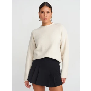 10640 Bisiklet Yaka Yumuşak Dokulu Triko Kazak-Bej