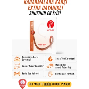 Pitbull Strings Mutant Seri Coated Kararmaya Karşı Dayanıklı Akustik Gitar Teli Takım Mag